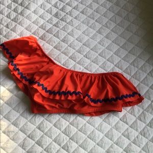 jcrew shoulder red bikini top